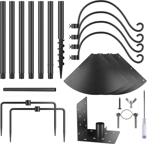Vista 8 de BITNIN - Poste de jardín para pájaros para exteriores, soporte de poste de alimentación de pájaros resistente de 92 pulgadas con deflector a prueba