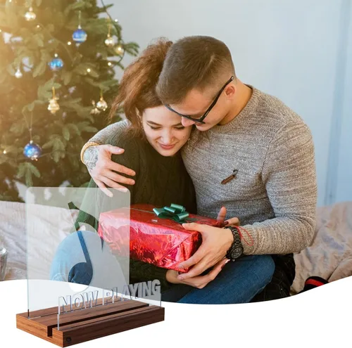 Vista 6 de YuanDian Now Playing Soporte para discos de vinilo, soporte acrílico de madera para exhibición de álbumes de vinilo con control remoto de 16