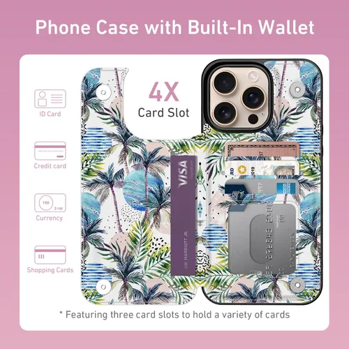 Vista 146 de LETO para iPhone 15 Pro Funda tipo cartera - Tapa tipo folio con patada - Diseños de moda - Tarjetero - Funda protectora para mujeres y niñas - 6.1