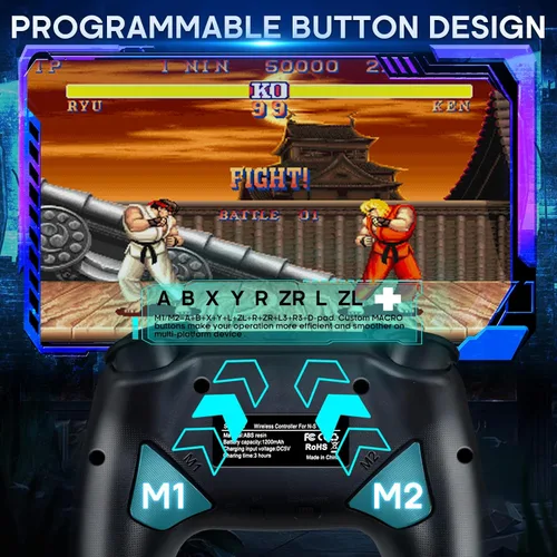 Vista 5 de Controlador de interruptor, controlador inalámbrico Pro para Nintendo SwitchSwitch OLEDSwitch Lite, controlador de interruptor inalámbrico LED