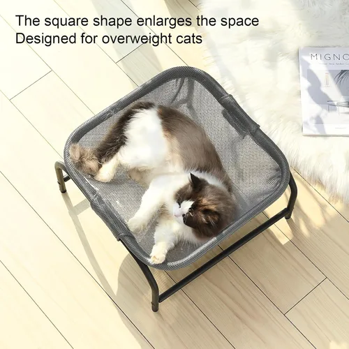 Vista 2 de JUNSPOW Cama para gatos [diseñada para gatos grandes] Hamaca para gatos, cama para perro, hamaca cuadrada para mascotas, cama de pie para gatito