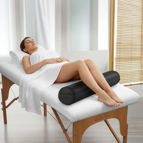 Vista 5 de Saloniture Cojín redondo completo para mesa de masaje, 26 x 6 pulgadas, color negro