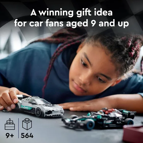 Vista 6 de LEGO Speed Champions Mercedes-AMG F1 W12 E, juego de autos de juguete Performance & Project One, kit de construcción de autos modelo Mercedes