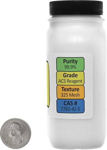 Vista 2 de Lubricante seco de grafito [C] 99.9% ACS grado polvo 12 onzas en dos botellas ahorradoras de espacio