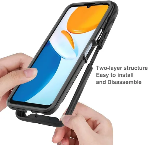 Vista 4 de Funda protectora para Honor X7, protección de doble capa para Honor X7, parachoques delantero de PC + cubierta trasera antideslizante combinación