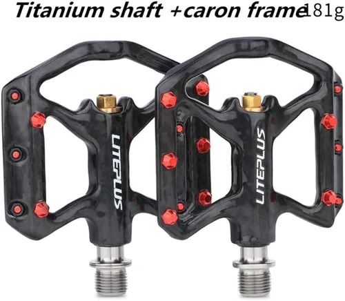 Vista 7 de Pedal de carbono para bicicleta Pedal de bicicleta de carretera de titanio MTB Super Light 3 Rodamientos Pedal antideslizante para Brompton Pedal