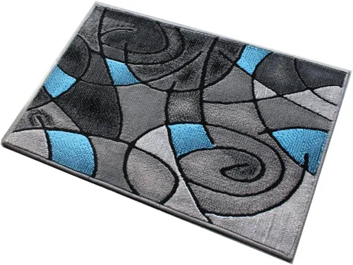 Vista 2 de Masada Rugs, Alfombra moderna y contemporánea, azul, gris y negro (2 pies x 3 pies)