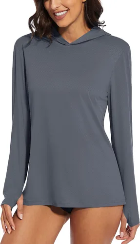 MAGCOMSEN Camiseta de manga larga con protección UV UPF 50+ para mujer, de secado rápido, protección contra erupciones, al aire libre, senderismo,