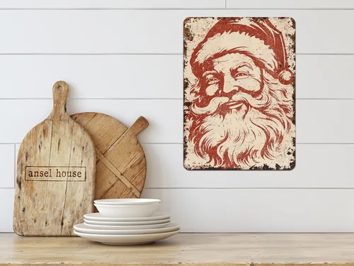 Vista 9 de Christmas Decoration Metal Santa Mantel Decor Art Sign