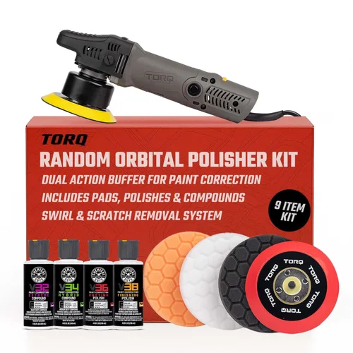 Chemical Guys TORQX - Kit de pulidora orbital aleatoria, almohadillas, pulidores y compuestos, kit de pulido de automóvil seguro para camiones, SUV,