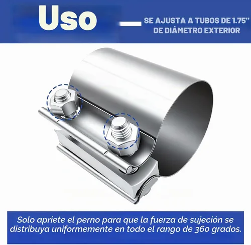 Vista 5 de Dianrui 2 piezas 1.75" Banda de abrazadera de acero inoxidable con junta de tope; abrazadera universal de 1.75 pulgadas con ensanchamiento