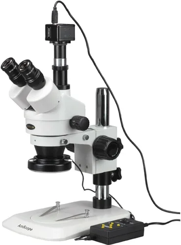 Vista 6 de AmScope SM-1TNZ-144A-10M Microscopio Digital Profesional Trinocular Estéreo Zoom, WH10x, Aumento 3.5X-90X, Objetivo de Zoom 0.7X-4.5X, Anillo de Luz