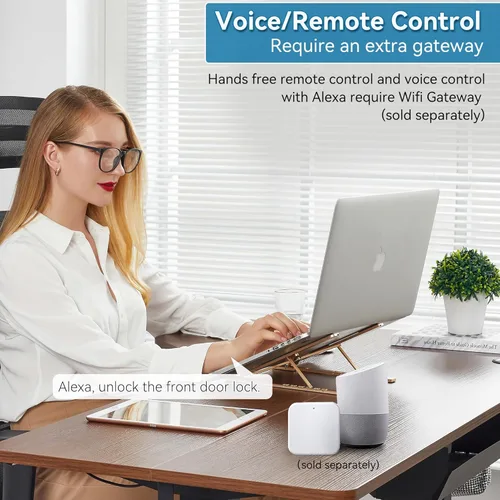 Vista 5 de BEBASIA Cerradura de puerta inteligente con juego de manijas de puerta delantera, manija de huellas dactilares resistente, cerrojo inteligente