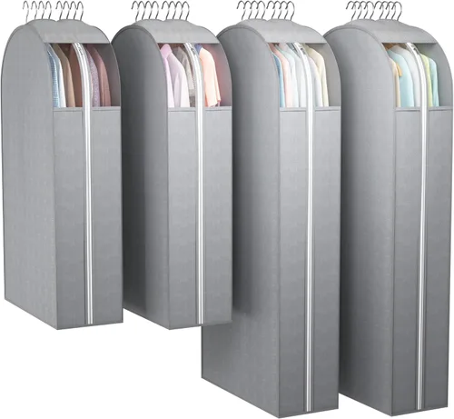 Vista 9 de Liuoud Bolsa Transparente para Colgar Ropa de 10" con Fuelle, Bolsas para Trajes de 32" para Almacenamiento de Closet Abierto, Cubierta de Ropa