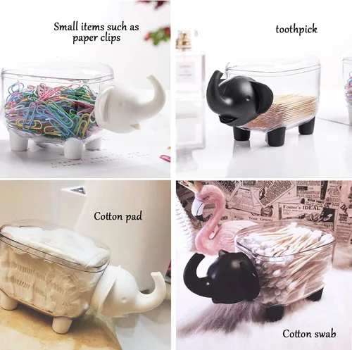 Vista 6 de Paquete de 2 soportes Qtip, dispensador de bolas de algodón acrílico con tapa, bonitos soportes para hisopos de algodón, tarros de baño, recipiente