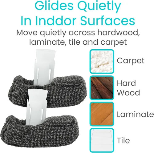 Vista 6 de Vive Walker Ski Glide Covers 4 piezas – Accesorios para caminantes plegables – Tapas de repuesto acolchadas extraíbles resistentes para personas