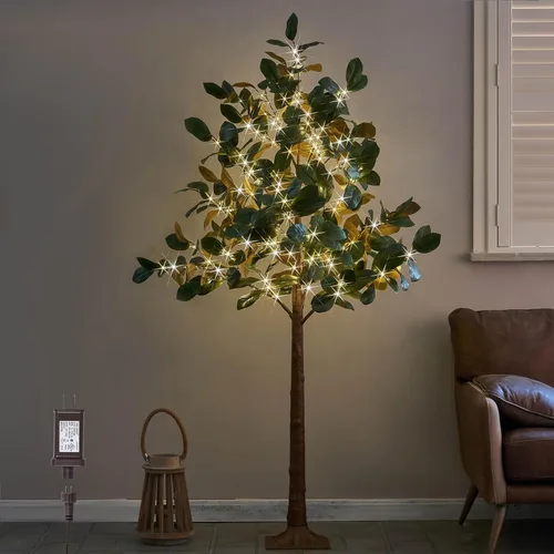 Vista 8 de Hairui Árbol de cerezo en flor con luces de 4 pies, 180 luces de hadas, árbol iluminado artificial para primavera, boda, fiesta de cumpleaños