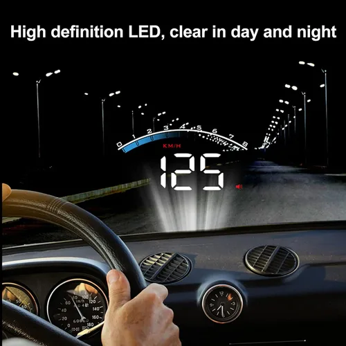 Vista 6 de Pantalla frontal para automóviles, interfaz HUD OBD2 universal de 3.5 pulgadas, proyector de parabrisas para automóvil, velocímetro digital, tanque