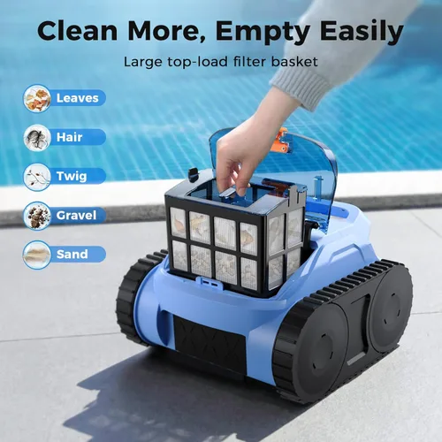 Vista 7 de Limpiador robótico inalámbrico para piscinas, aspiradora robótica automática para piscinas enterradas, limpieza de robot de piscina de spa de hasta