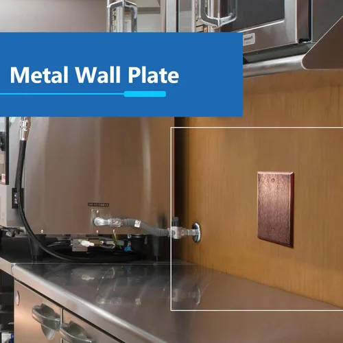 Vista 2 de LIDER Placa de pared de metal en blanco, cubierta de salida en blanco de acero inoxidable, resistente a la corrosión, tamaño mediano de 1 banda