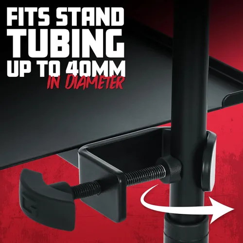 Vista 3 de Gator Frameworks Estante utilitario con abrazadera para soporte de micrófono con capacidad de peso de 10 libras, 9" x 9" (GFW-SHELF0909)