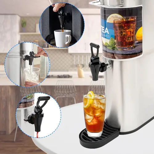 Vista 5 de Paquete de 2 grifos de repuesto 03260.0002 para dispensador de té, grifo reutilizable para urna de té con 2 tuercas de ala y 2 anillos en C por