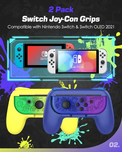 Vista 2 de MoKo Grip para Nintendo Switch OLED ModelSwitch Joy-Con 2 unidades Kit de mango ergonómico de mano compatible con Nintendo SwitchSwitch OLED 2021