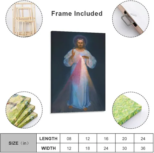 Vista 3 de KAYAMU Kazimirowski - Pósteres de lienzo de Divine Mercy Original de Kazimirowski, impresiones artísticas de pared para dormitorio, oficina