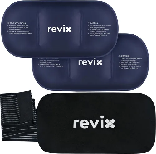 REVIX Bolsas de hielo suaves para lesiones de 14 x 7 pulgadas, paquete de 2 compresas frías flexibles con correa para espalda, hombros, cadera,