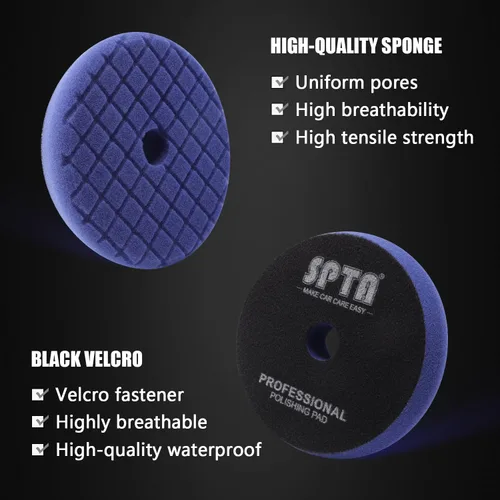 Vista 2 de SPTA Blue T80 Almohadillas de pulido de espuma de corte moderado, 1 unidad de 3 pulgadas y 3.150 in, almohadillas de esponja de pulido compuestas