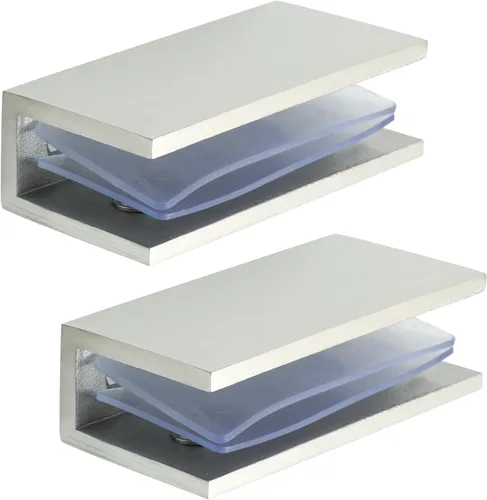 Vista 11 de Alise 2 soportes de vidrio para estantes, abrazaderas de vidrio ajustables para ducha, soporte de abrazadera resistente, soportes de acero Negro