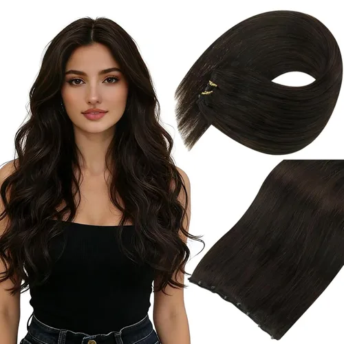 Vista 16 de Sunny Hair Extensiones de cabello humano con trama, de trama, con microcuentas, color marrón oscuro, balayage, marrón medio, con microcuentas, 14