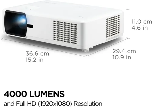 Vista 5 de ViewSonic LS610HDH Proyector LED de 4000 lúmenes 1080p con llave HV, control LAN, soporte HDR/HLG para negocios y educación