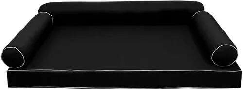 Vista 2 de * Solo funda*-Estilo 6 fundas de almohada para colchón de sofá cama para exteriores, ribete de tubería de contraste, tamaño Queen - AD109