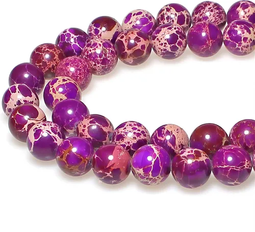 Vista 7 de Cuentas de piedra natural de 6 colores, sedimento marino, jaspe imperial, redondas sueltas para hacer joyas (12 mm, Negro)