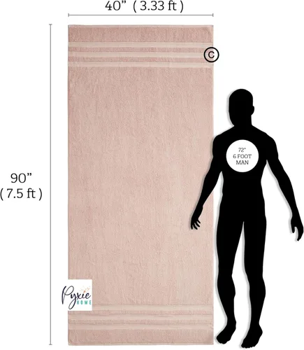 Vista 3 de Toalla de baño extra grande – Toalla de baño ultra grande – 100% algodón – 40 x 90 pulgadas – Color rubor