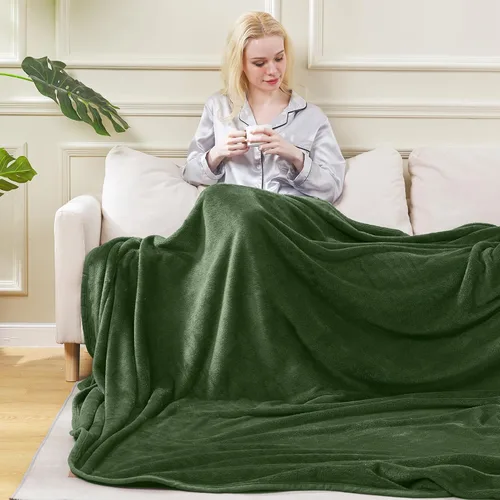 Vista 4 de Hozy - Cobija de forro polar para cama de 330GSM, suave, tela cepillada, muy cálida, para el sofá