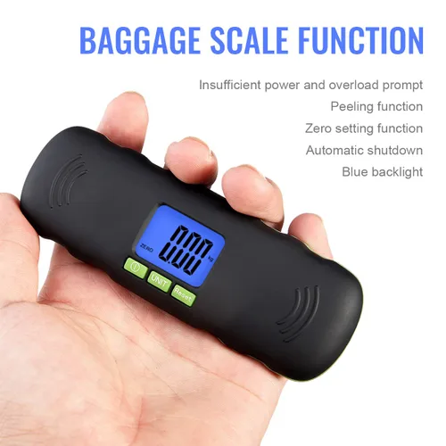 Vista 3 de UNIWEIGH Báscula digital de equipaje, báscula portátil de equipaje colgante de 110 libras con retroiluminación para viajes, báscula