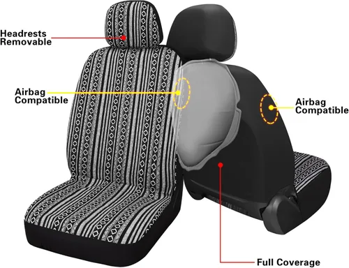 Vista 4 de HAIYAOTIMES Fundas de Asiento de Automóvil Baja Saddle Blanket Juego Delantero con Almohadillas para Cinturón de Seguridad, Fundas de Asiento