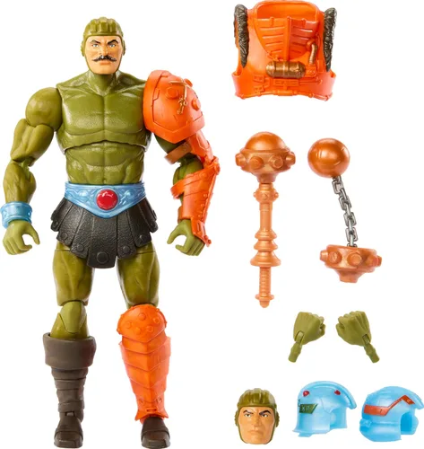 Masters of the Universe Masterverse New Eternia Figura de acción y accesorios, Man-At-Arms Deluxe MOTU coleccionable con 30 articulaciones, 7