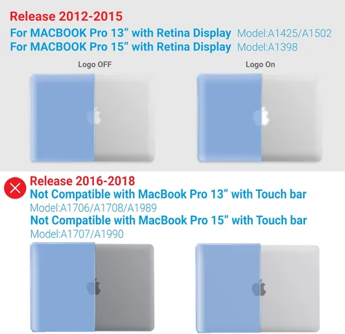 Vista 3 de IBENZER Compatible con MacBook Pro de 13 pulgadas 2015 2014 2013 finales 2012 A1502 A1425, carcasa rígida y cubierta de teclado y protector