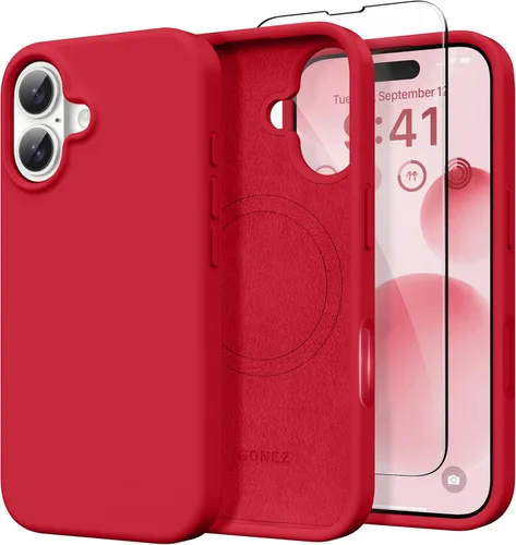 Vista 29 de GONEZ Funda magnética para iPhone 14, compatible con Magsafe, con protector de pantalla + protector de cámara, forro de microfibra antiarañazos