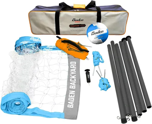 Baden Volleyball Net Set, Volleyball Bag, Adjustable Poles, & Boundary Lines, Portable Volleyball Net for Backyard or Outdoor Activities for Men,