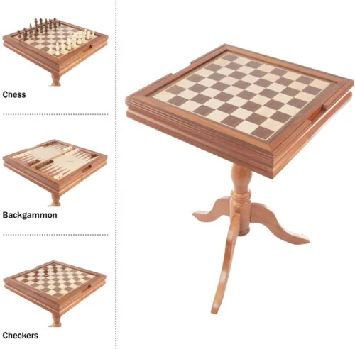 Vista 4 de Game Table - Reversible Tabletop with Chess and Backgammon Gameboards - Game Room Furniture by Trademark