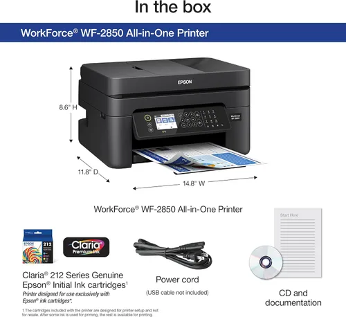 Vista 4 de Epson Workforce WF-2850 - Impresora inalámbrica todo-en-uno con escaneo, copia, fax