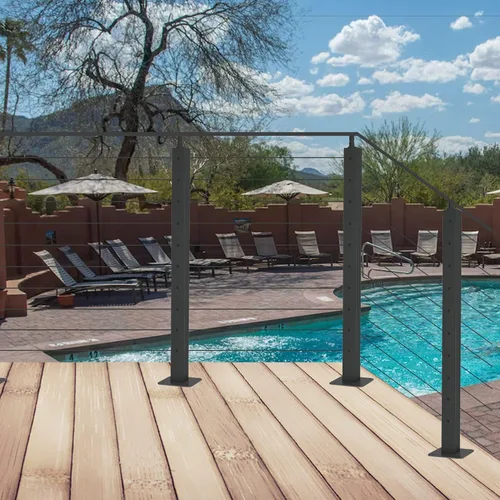 Vista 5 de 1 poste de barandilla de cable de 36 x 2 x 2 pulgadas (columna cuadrada de 33 pulgadas), acabado negro de acero inoxidable, para escaleras