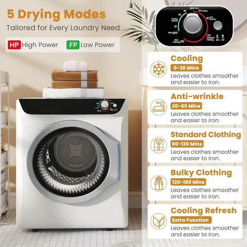 Vista 3 de Auertech Juego combinado de lavadora y secadora portátil, lavadora totalmente automática de 18 libras con bañera interior de acero inoxidable