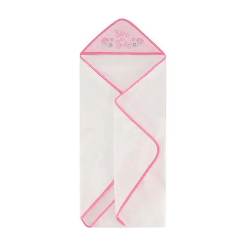 Vista 4 de Cudlie Paquete de 3 toallas con capucha enrolladas/cardadas con botones y puntadas en estampado de Bless This Baby, GS71730