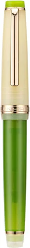 Vista 2 de Jinhao 82 Pluma estilográfica acrílica, plumín mediano de iridio con convertidor de tinta, diseño clásico de contraste de color verde macarrón