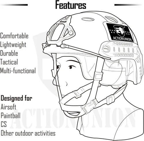 Vista 7 de ACTIONUNION Juego de Casco Pro Airsoft Tipo PJ Táctico para Paintball